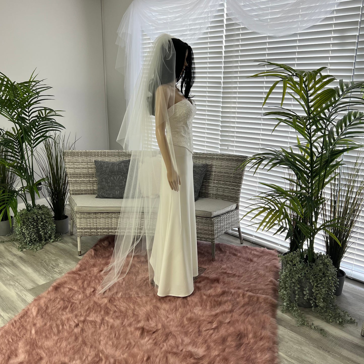 Floor Length 2 Tier Veil (1.9m with 90cm Blusher)